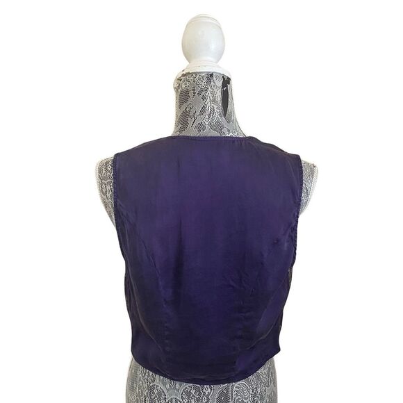 Vintage 90s Victoria’s Secret Gold Label Paisley Print Silk Blend Vest Purple - Picture 3 of 7